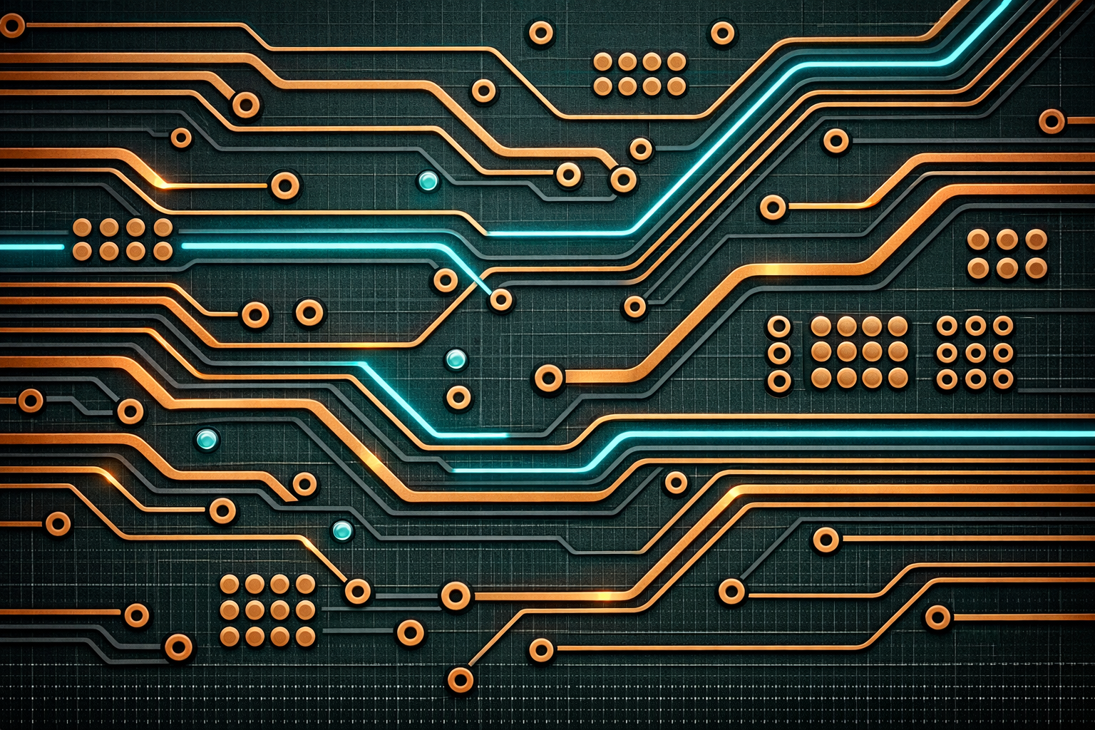 Routing PCB avec traces et vias